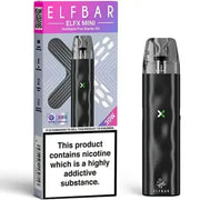 Elf Bar ELFX Mini Pod Kit in Black – ultra-compact vape device with a sleek design, smooth draw activation, and convenient portability.